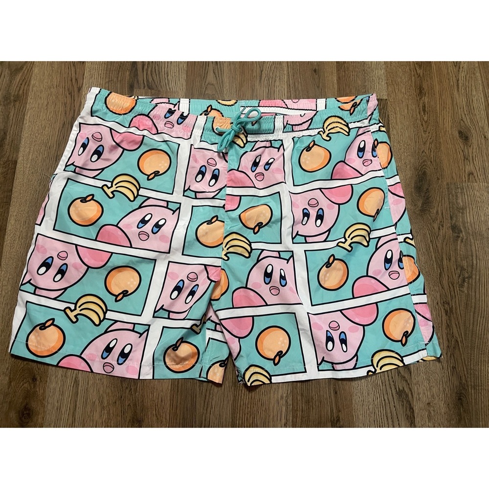 Kirby Shorts, Men's Size XXL, Pink Blue Green, Swim Trunks Shorts